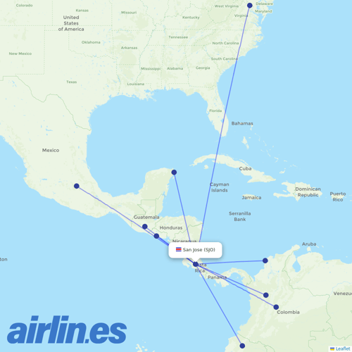 AVIANCA at SJO route map