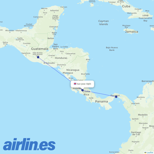 Copa Airlines at SJO route map