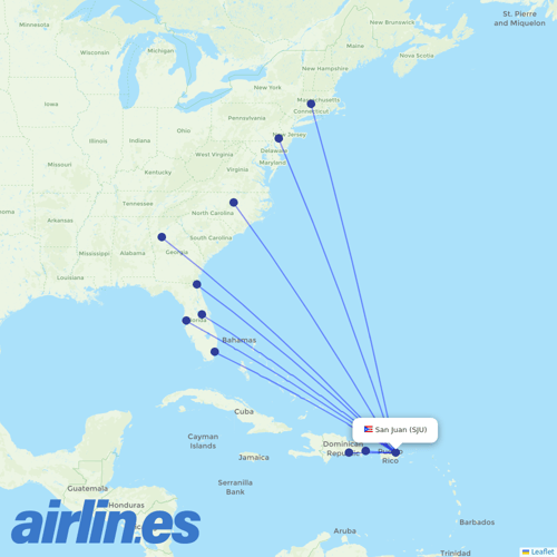 Frontier Airlines at SJU route map