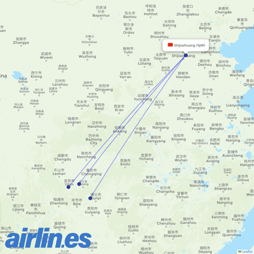 Colorful GuiZhou Airlines at SJW route map