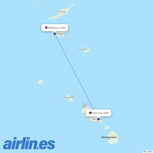 Winair at SKB route map