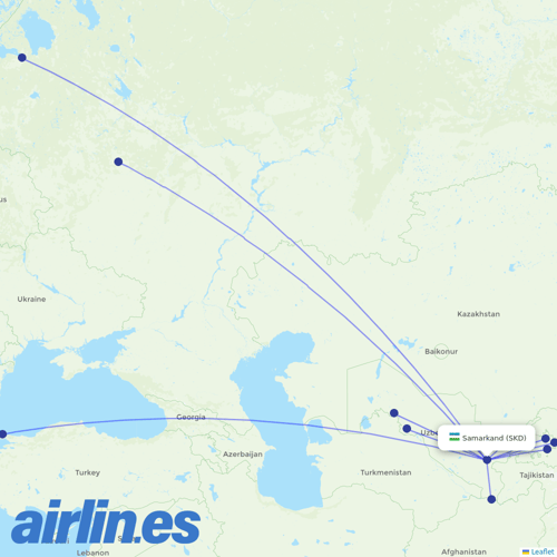 Uzbekistan Airways at SKD route map