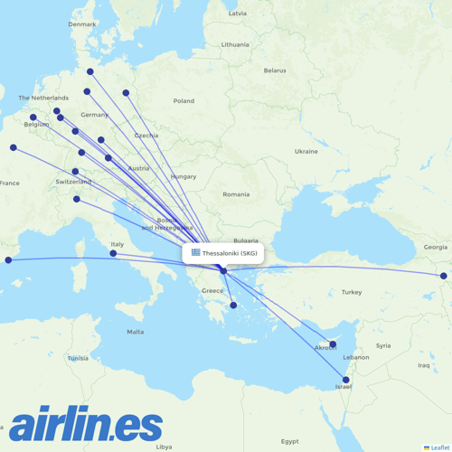 Aegean Airlines at SKG route map