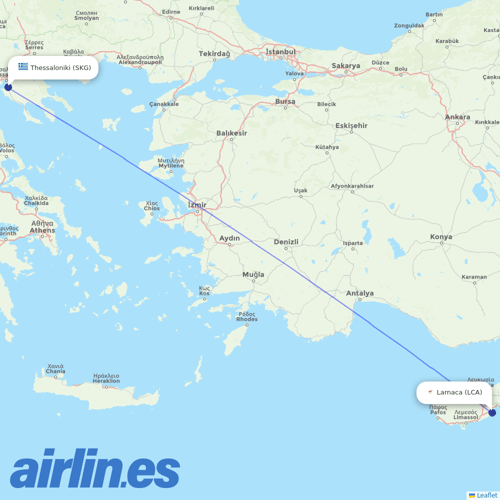 Charlie Airlines at SKG route map