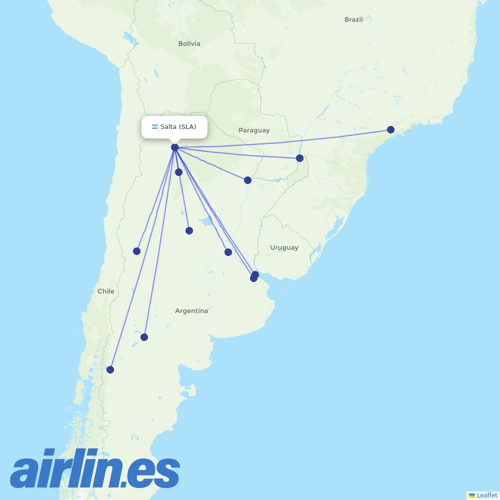 Aerolineas Argentinas at SLA route map