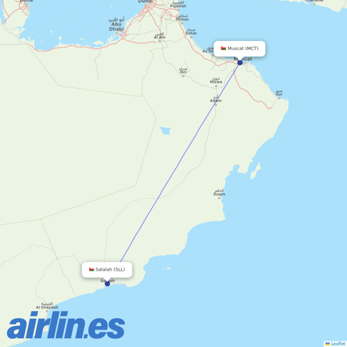 Oman Air at SLL route map