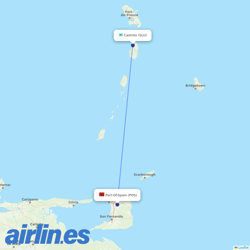 Caribbean Airlines at SLU route map