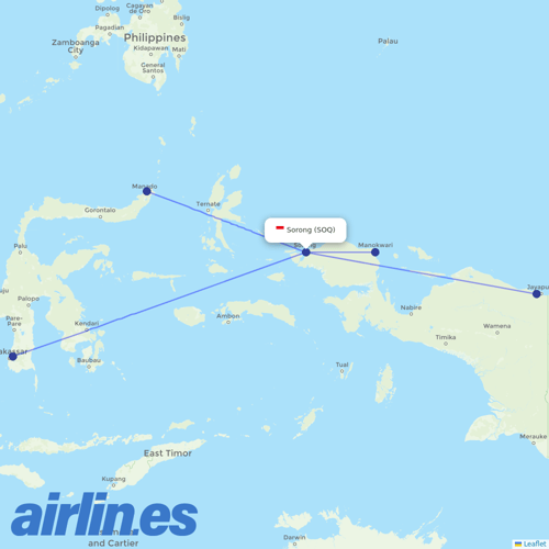 Lion Air at SOQ route map