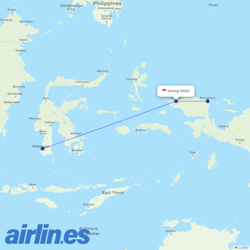 Sriwijaya Air at SOQ route map