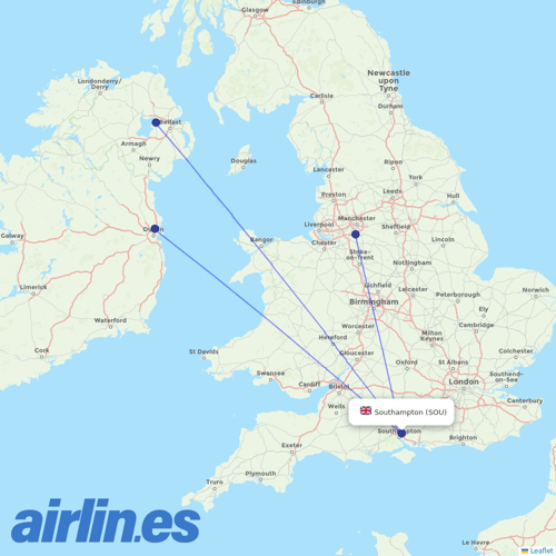 Eastern Airways at SOU route map