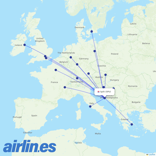 Croatia Airlines at SPU route map