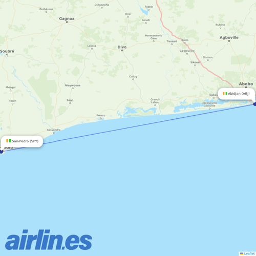 Air Cote D'Ivoire at SPY route map