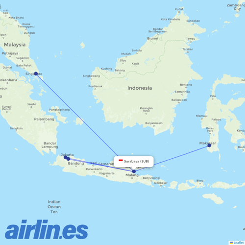 Batik Air at SUB route map