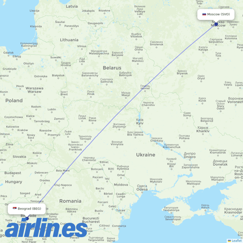 Air Serbia at SVO route map