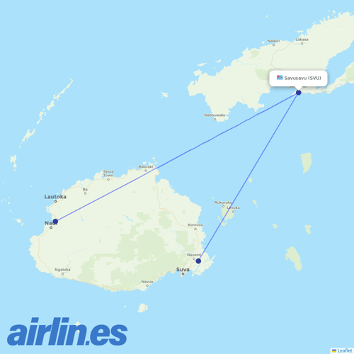 Fiji Airways at SVU route map