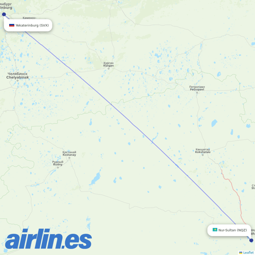Qazaq Air at SVX route map