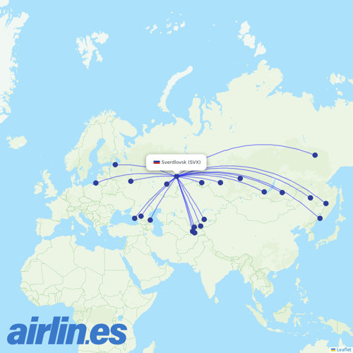 Ural Airlines at SVX route map
