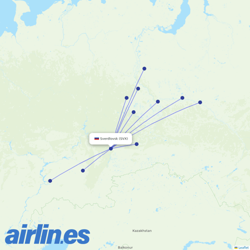 UTair at SVX route map