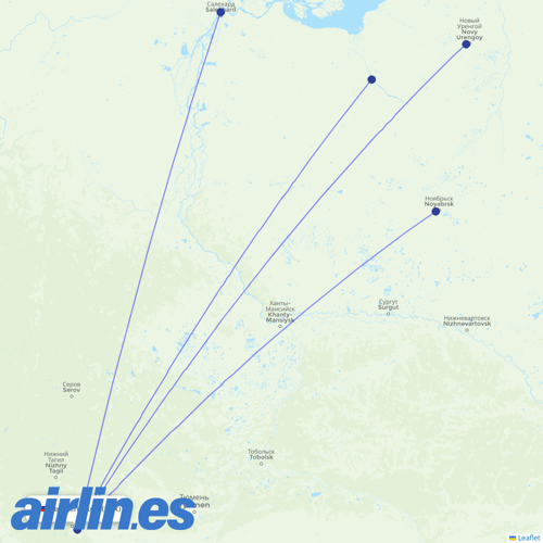 Yamal Airlines at SVX route map