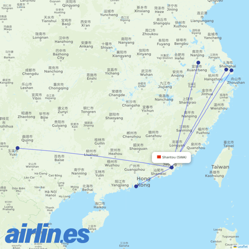 Shanghai Airlines at SWA route map