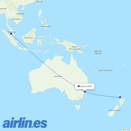 AirAsia X at SYD route map