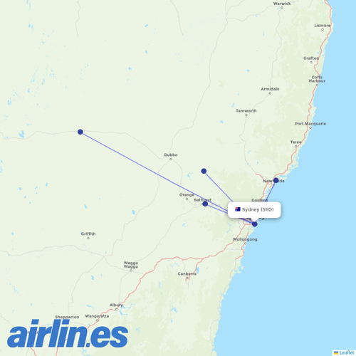 FlyPelican at SYD route map