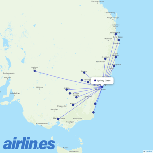 Rex Regional Express at SYD route map