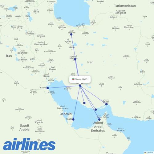 Iran Air at SYZ route map