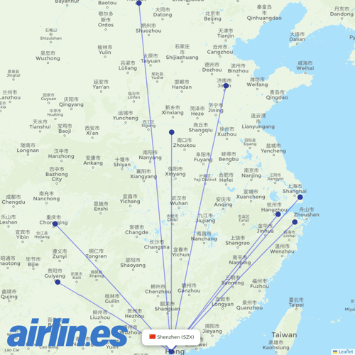 Suparna Airlines at SZX route map