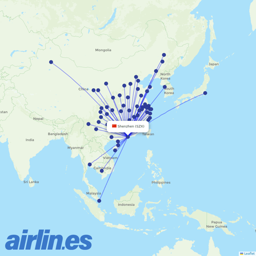 Shenzhen Airlines at SZX route map