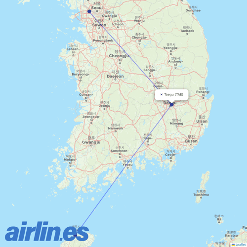 Jeju Air at TAE route map