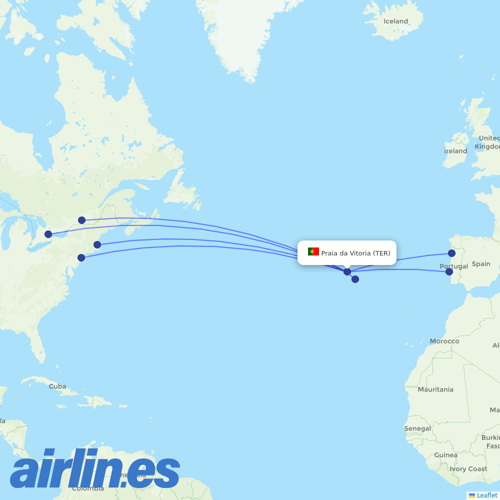 Azores Airlines at TER route map
