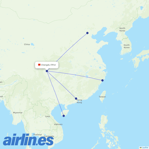 China United Airlines at TFU route map
