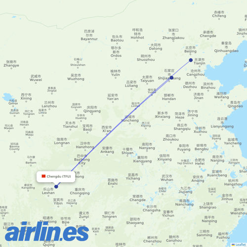 Hebei Airlines at TFU route map