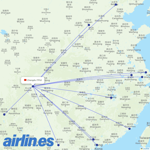 Shenzhen Airlines at TFU route map
