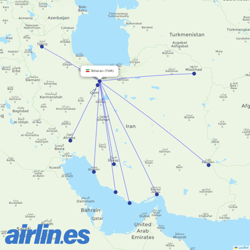 Iran Airtour at THR route map