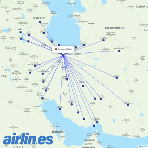 Iran Air at THR route map