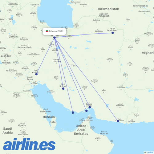 AIS Airlines at THR route map