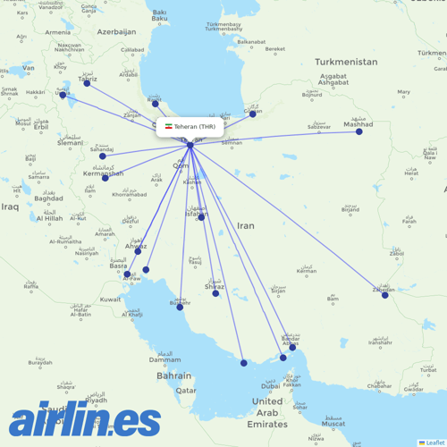 Qeshm Air at THR route map
