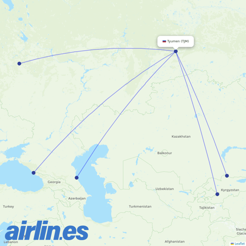 Nordwind Airlines at TJM route map