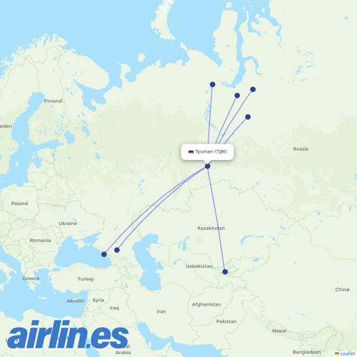 Yamal Airlines at TJM route map