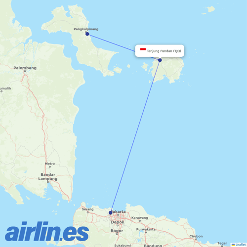 Sriwijaya Air at TJQ route map