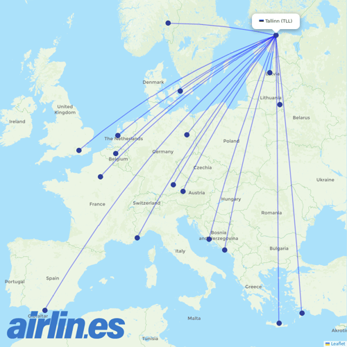 Air Baltic at TLL route map