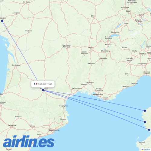 Air Corsica at TLS route map