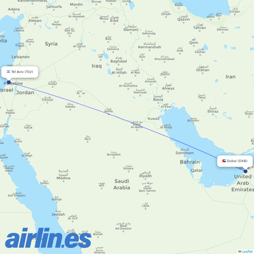 flydubai at TLV route map