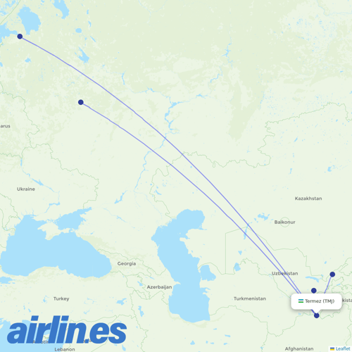 Uzbekistan Airways at TMJ route map