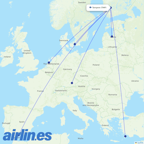 Air Baltic at TMP route map