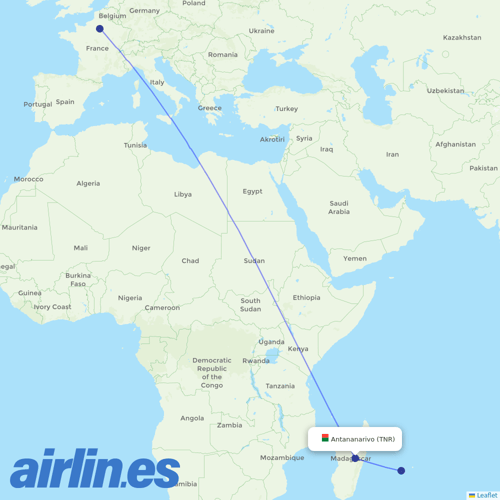 Air Madagascar at TNR route map