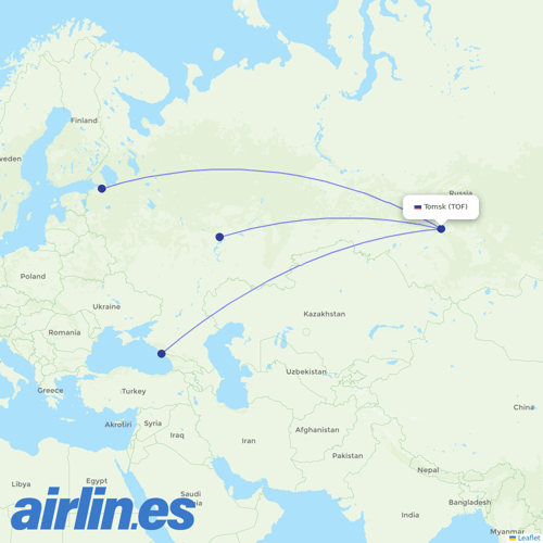 Nordwind Airlines at TOF route map