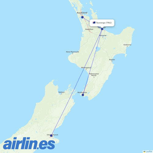 Air New Zealand at TRG route map